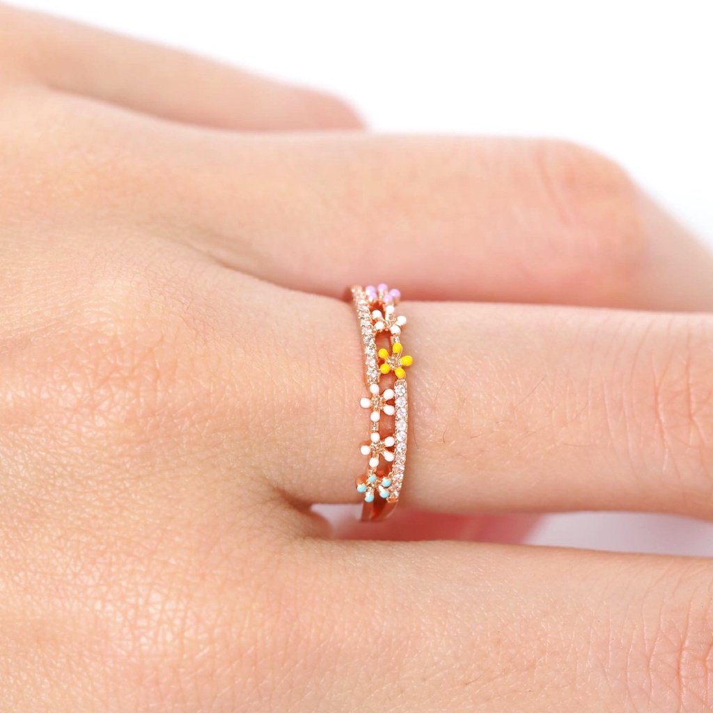 Panlandwoo - Cincin Rhodium Wanita Florence Adjustable - Gambar 2
