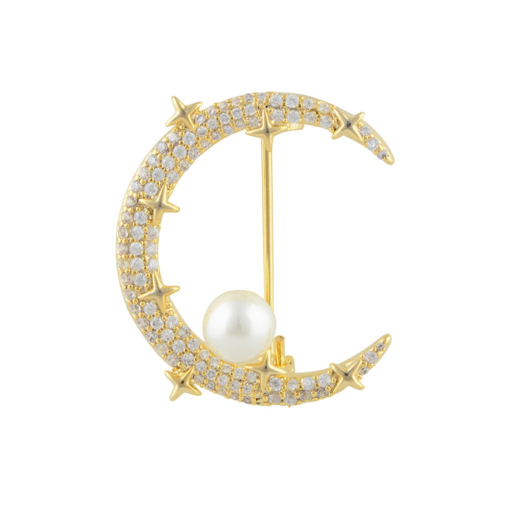 Bros Moon And Pearl dengan bentuk bulan warna Gold