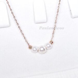 Alternative view of Panlandwoo - Kalung Stainless Wanita Triple Pearl Adjustable