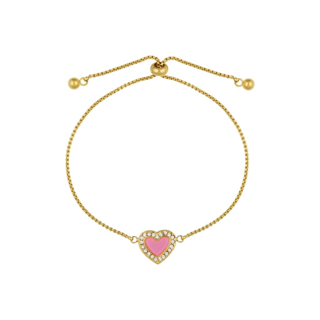 Gelang Pink Vandelia dengan hiasan hati