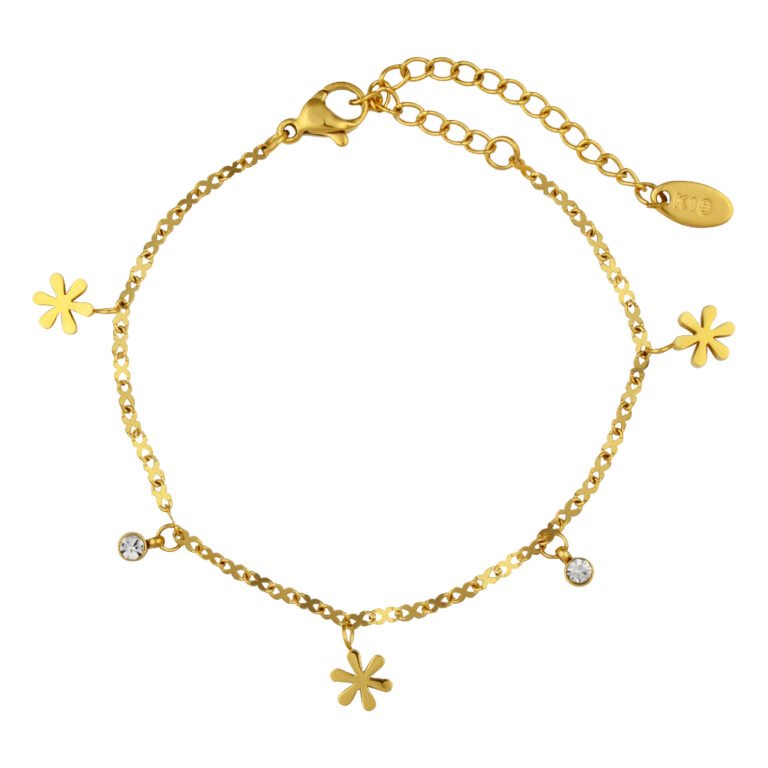 Gelang kaki Rita gold dengan detail bunga