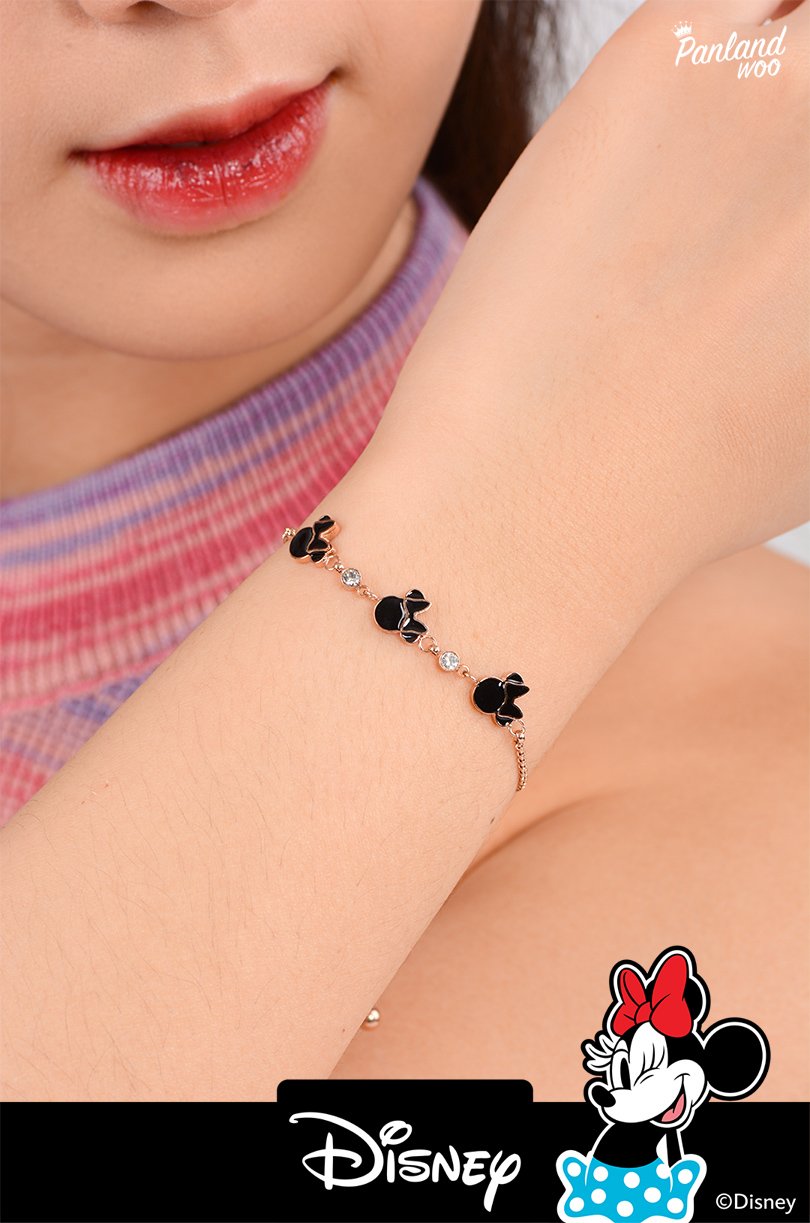 Panlandwoo - Mickey & Minnie Mouse Collection - Gelang Serut Titanium Wanita Eureka Adjustable - Gambar 2
