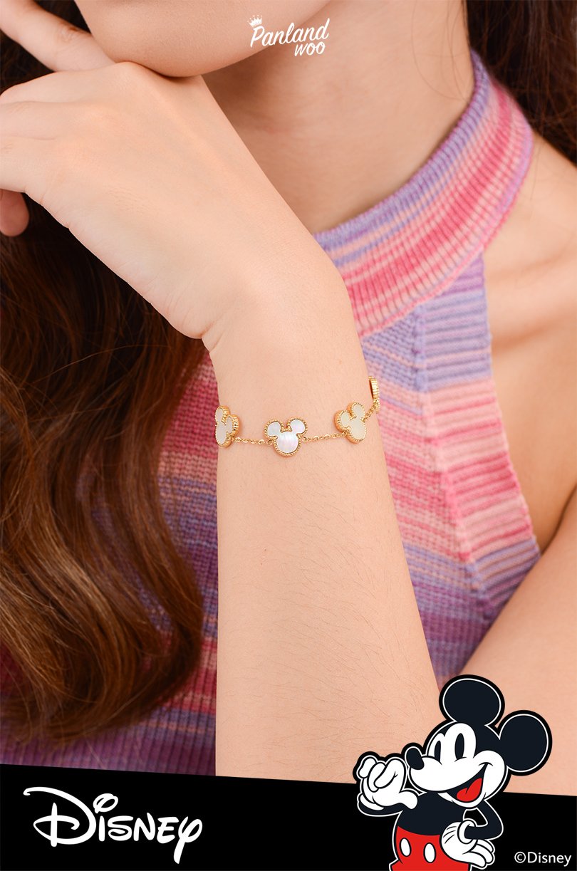 Panlandwoo - Mickey & Minnie Mouse Collection - Gelang Tangan Titanium Wanita Meiko Adjustable - Gambar 4