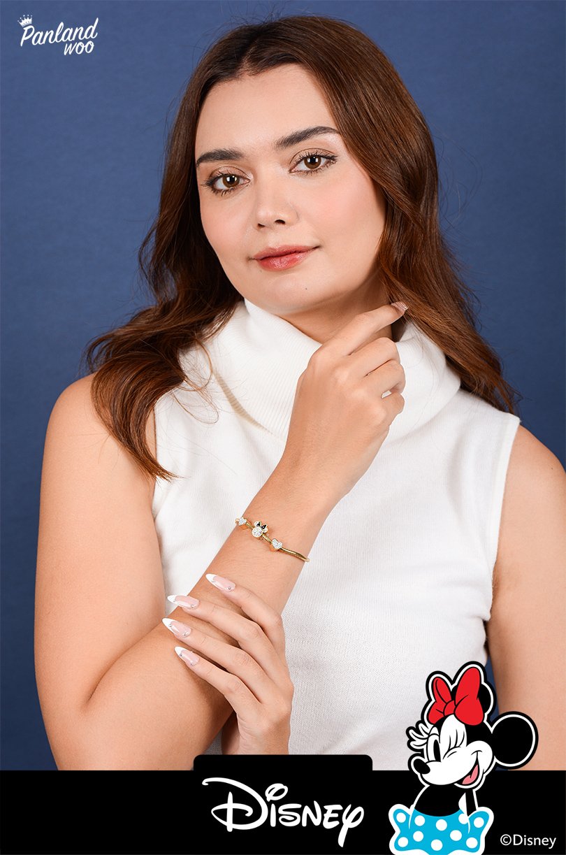 Panlandwoo - Mickey & Minnie Mouse Collection - Gelang Tangan Titanium Wanita Almond Adjustable - Gambar 2