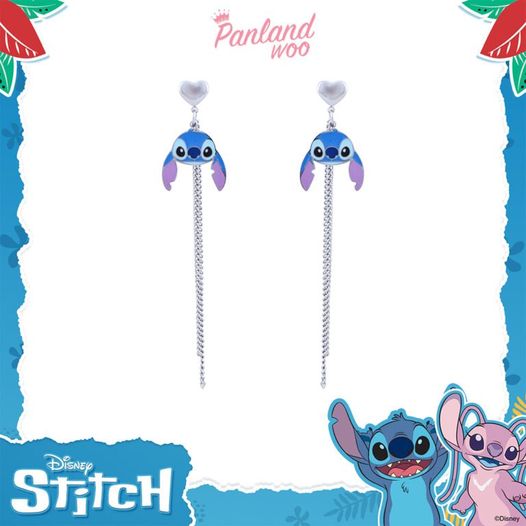 Anting Leia dengan karakter Stitch dan tassel rantai