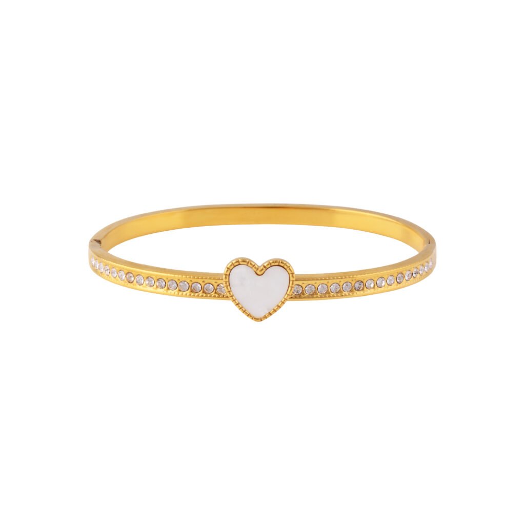 Bangle Friso warna Gold dengan hiasan hati