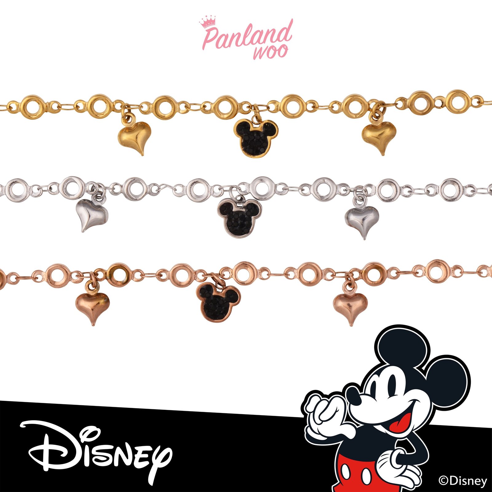 Panlandwoo - Mickey & Minnie Mouse Collection - Gelang Tangan Titanium Wanita Mairi Adjustable - Gambar 2