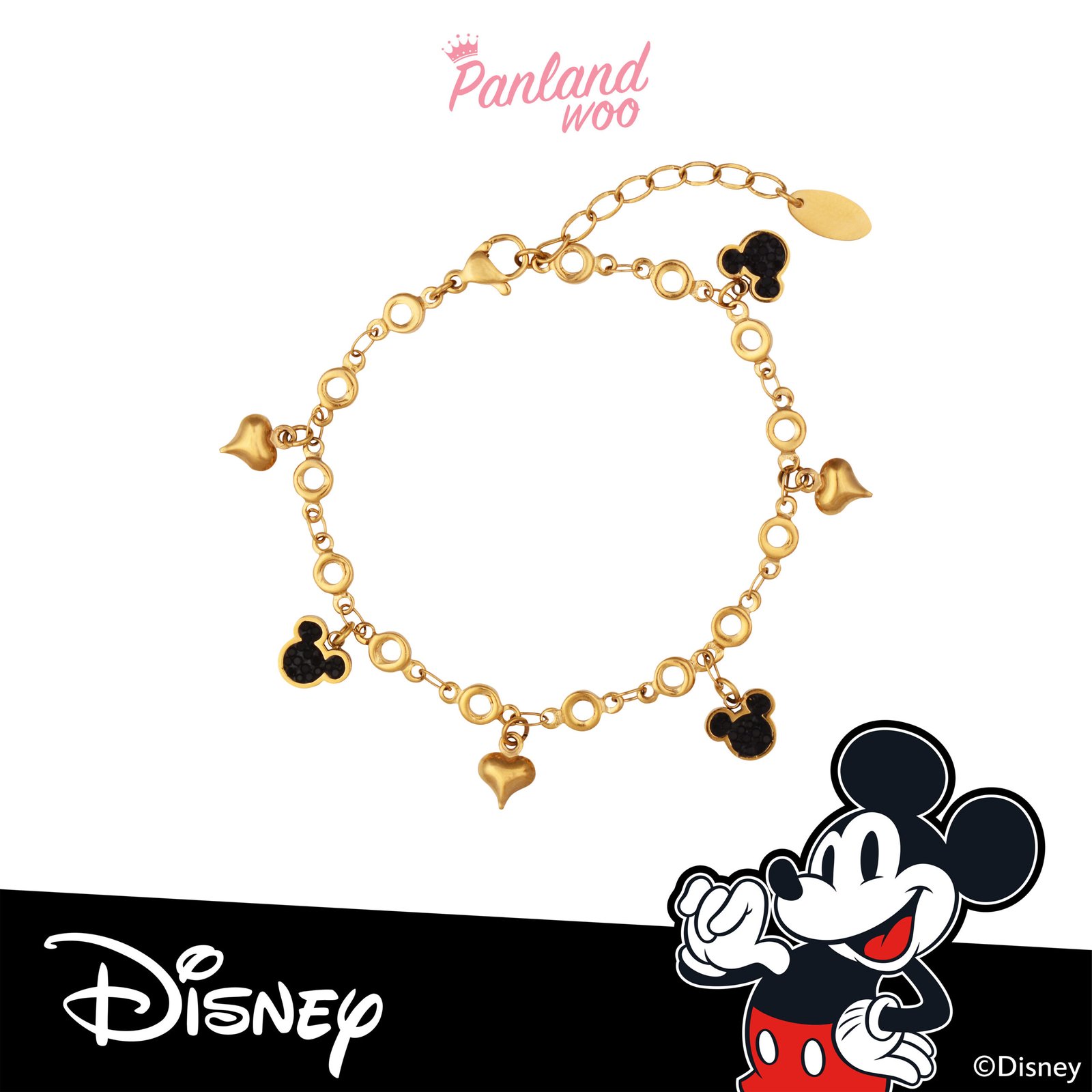 Panlandwoo - Mickey & Minnie Mouse Collection - Gelang Tangan Titanium Wanita Mairi Adjustable