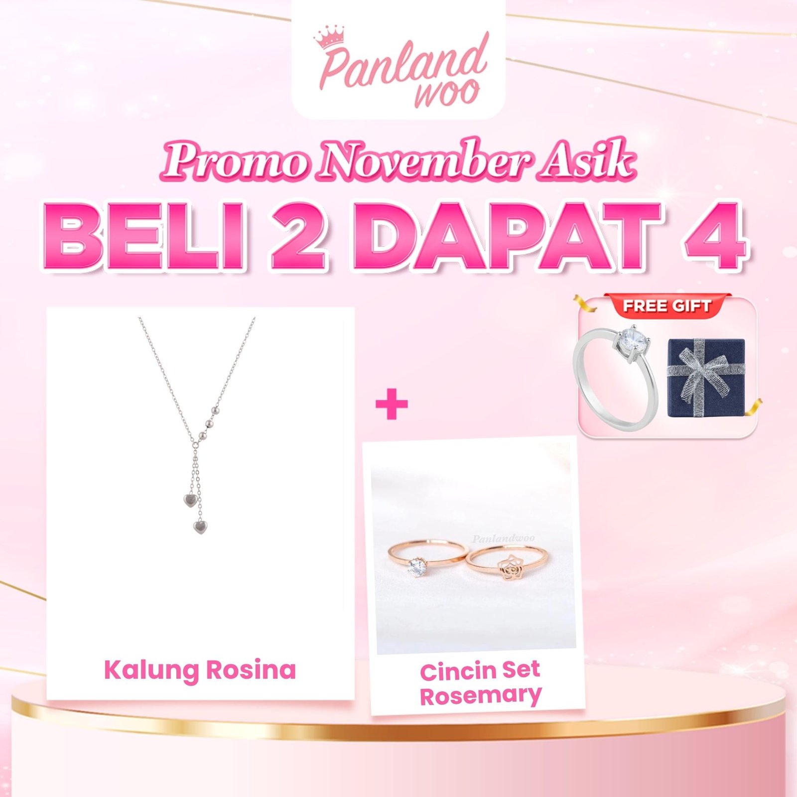 Panlandwoo - Promo November Asik - Beli 2 Dapat 4 - Beli Kalung Rosina + Cincin Set Rosemary - Free Cincin Emely & Kotak Keira - Gambar 7