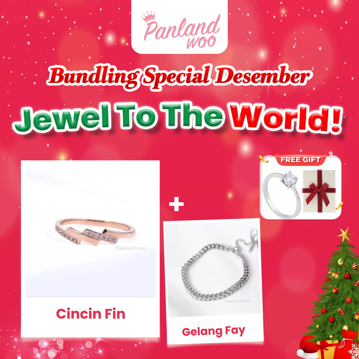 Panlandwoo - Bundling Spesial Desember - Cincin Fin + Gelang Fay + Free Kotak Tinsley & Ciincin Emely - Gambar 7