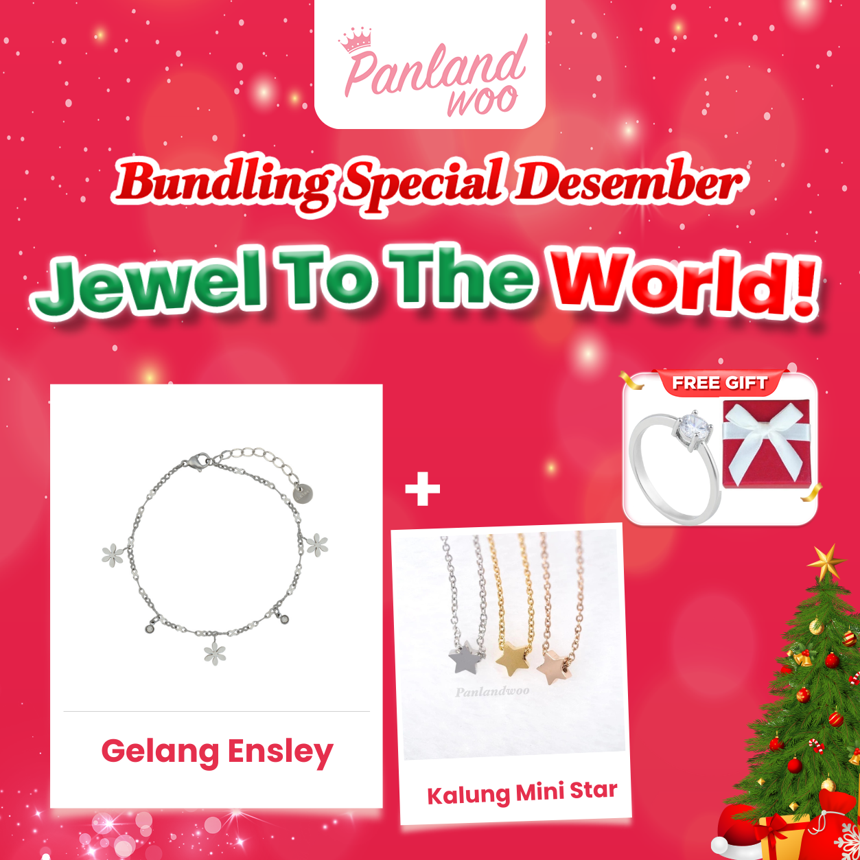 Panlandwoo - Bundling Spesial Desember - Gelang Ensley + Kalung Mini Star + Free Kotak Houda & Cincin Emely - Gambar 7