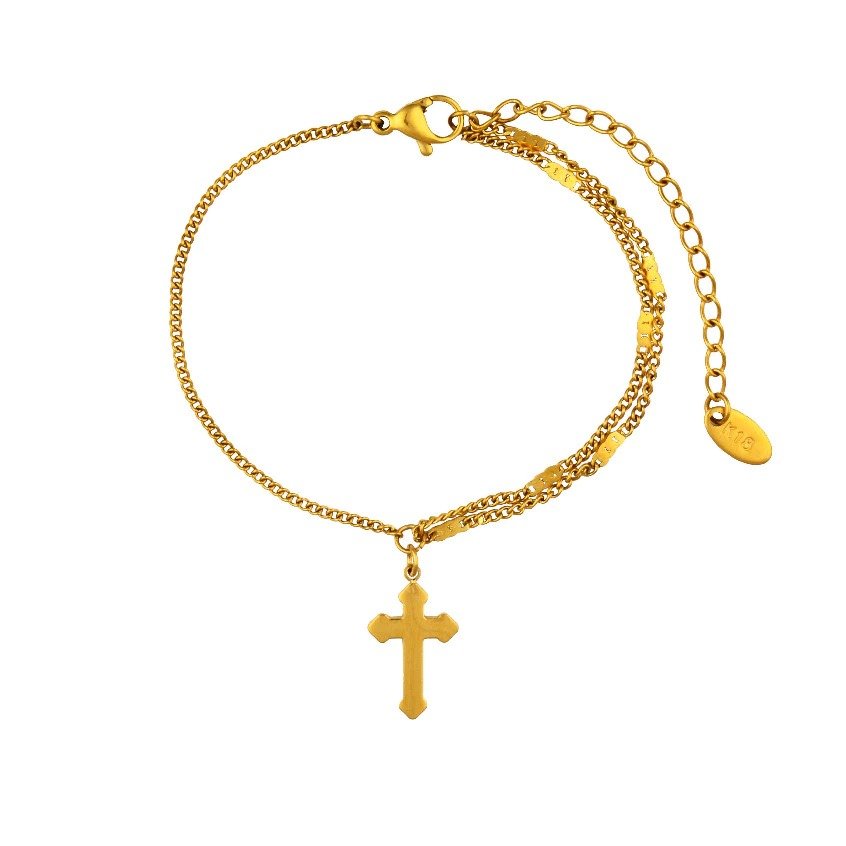 Panlandwoo - Bundling Spesial Desember - Golden Cross Set (Kalung + Gelang) + Free Kotak Medium & Cincin Emely - Gambar 3