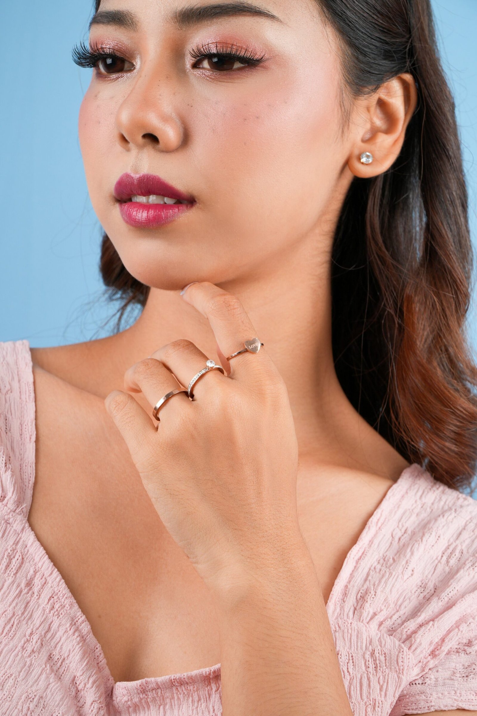 Panlandwoo - Cincin Set Titanium Wanita Haddie - Gambar 5