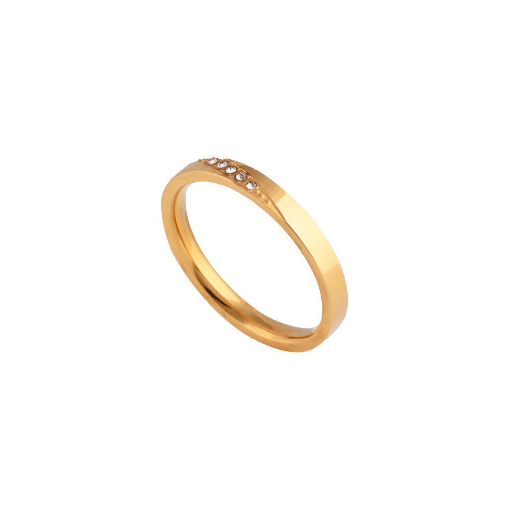 Cincin Dorie Gold dengan garis band sederhana