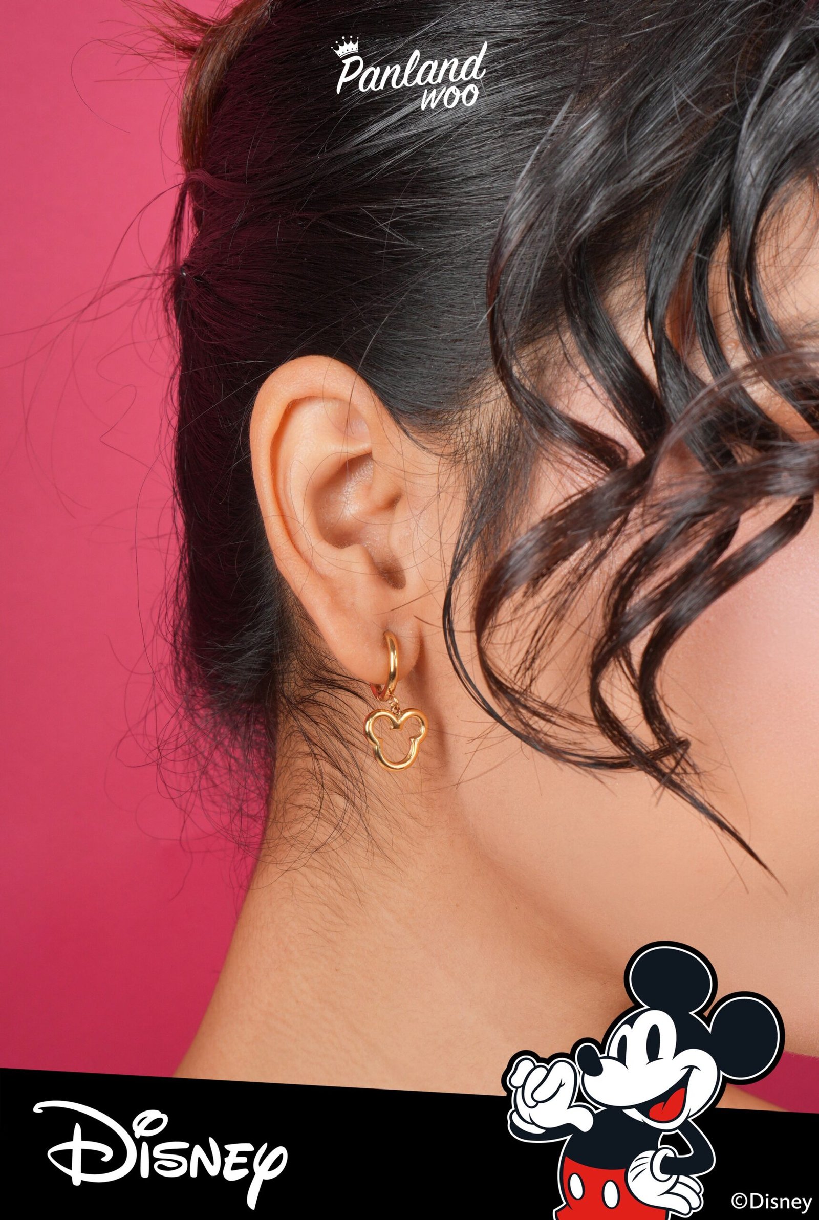 Panlandwoo - Mickey & Minnie Mouse Collection - Anting Hoop Titanium Wanita Morton - Gambar 4