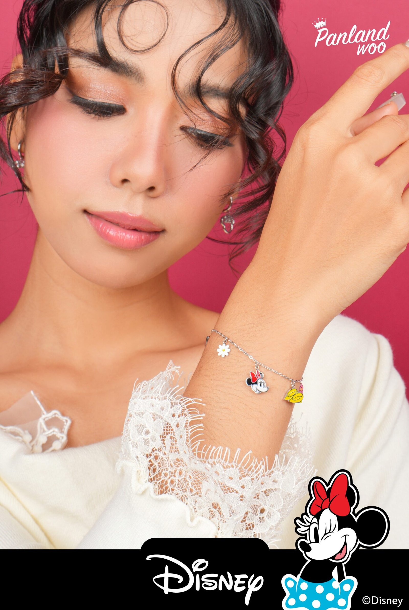 Panlandwoo - Mickey & Minnie Mouse Collection - Gelang Tangan Titanium Wanita Dennison Adjustable - Gambar 3