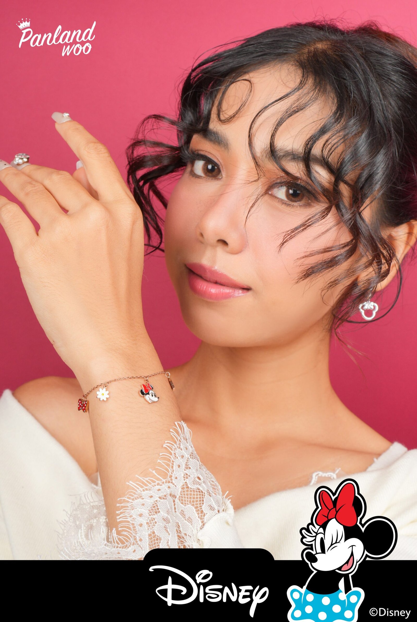 Panlandwoo - Mickey & Minnie Mouse Collection - Gelang Tangan Titanium Wanita Dennison Adjustable - Gambar 6