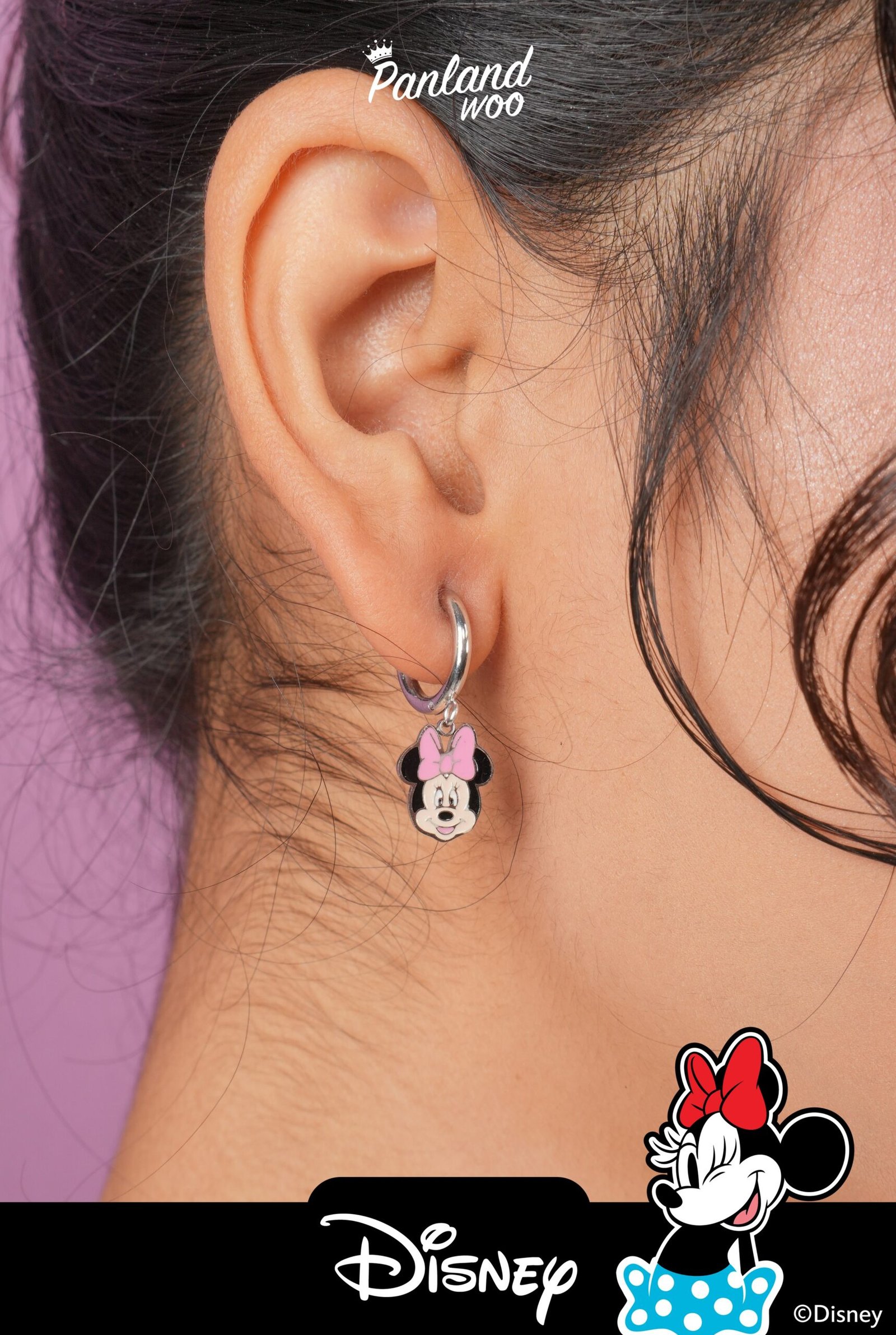 Panlandwoo - Mickey & Minnie Mouse Collection - Anting Hoop Titanium Wanita Lilias - Gambar 2