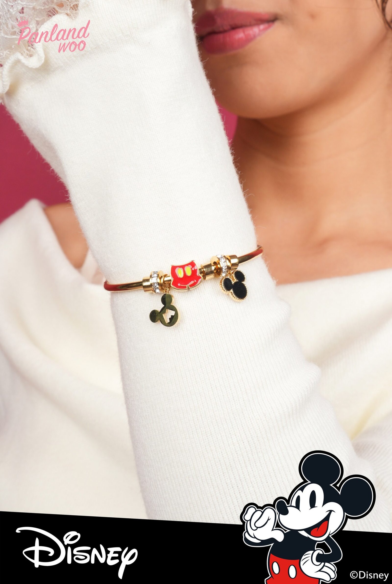Panlandwoo - Mickey & Minnie Mouse Collection - Gelang Bangle Titanium Wanita Mahler - Gambar 4