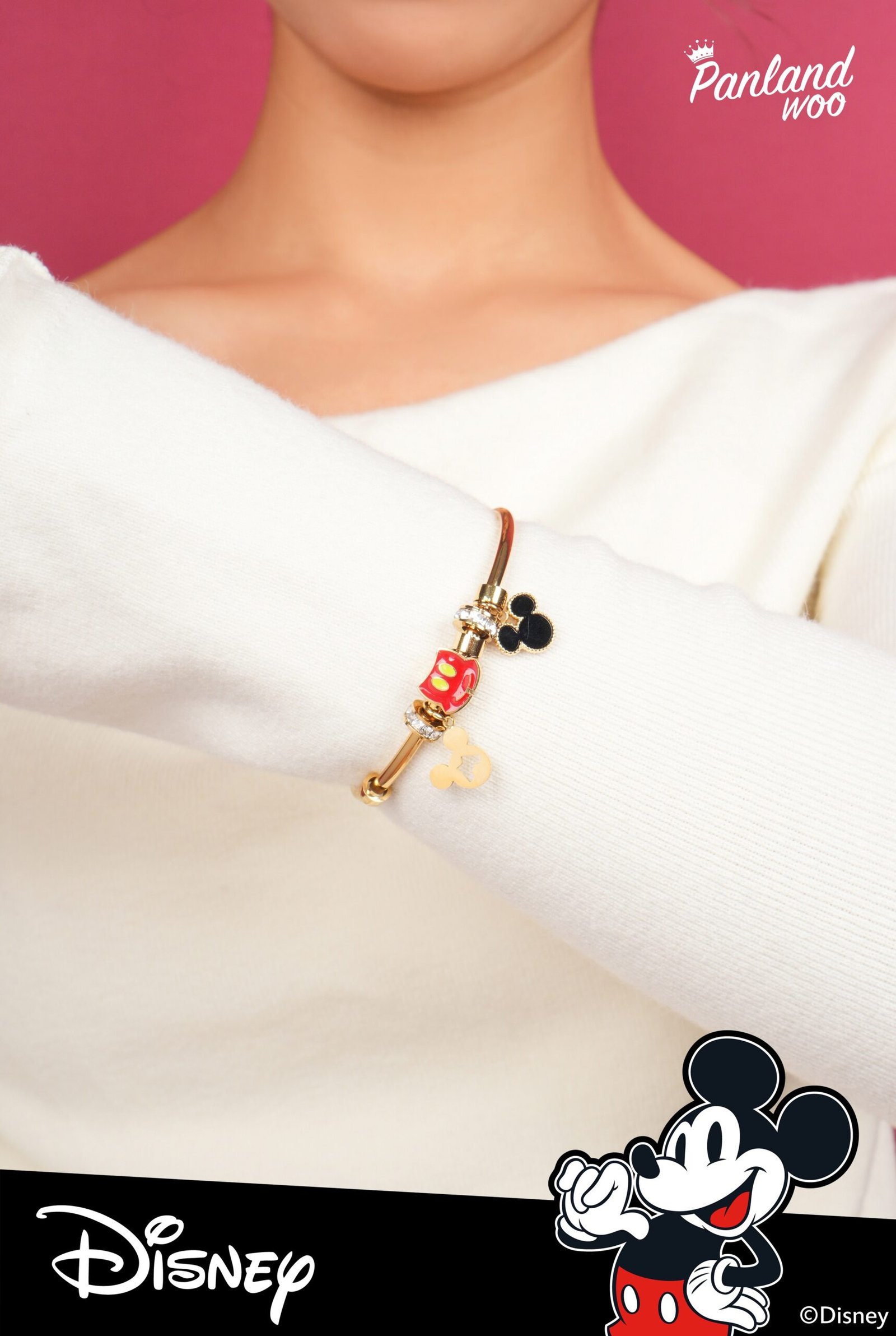 Panlandwoo - Mickey & Minnie Mouse Collection - Gelang Bangle Titanium Wanita Mahler - Gambar 7