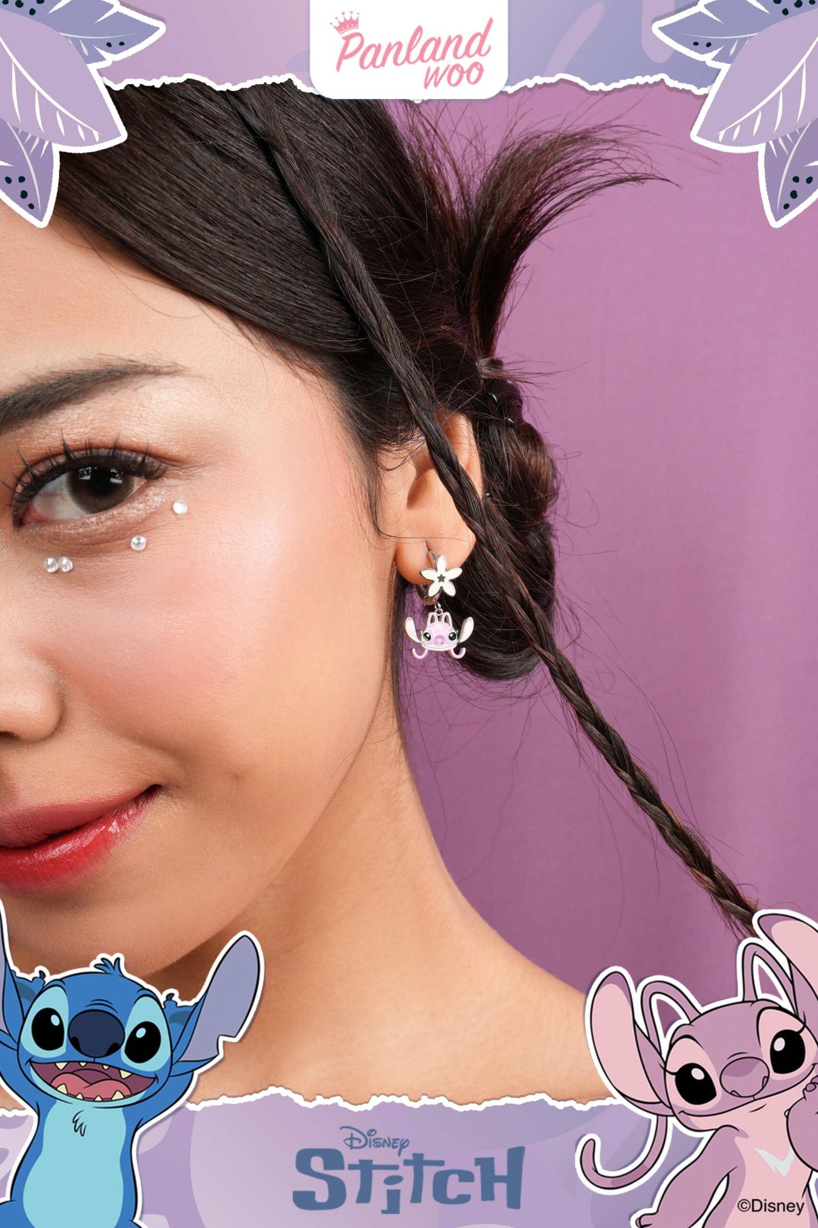 Panlandwoo - Stitch Collection - Anting Hoop Titanium Wanita Adrista - Gambar 2