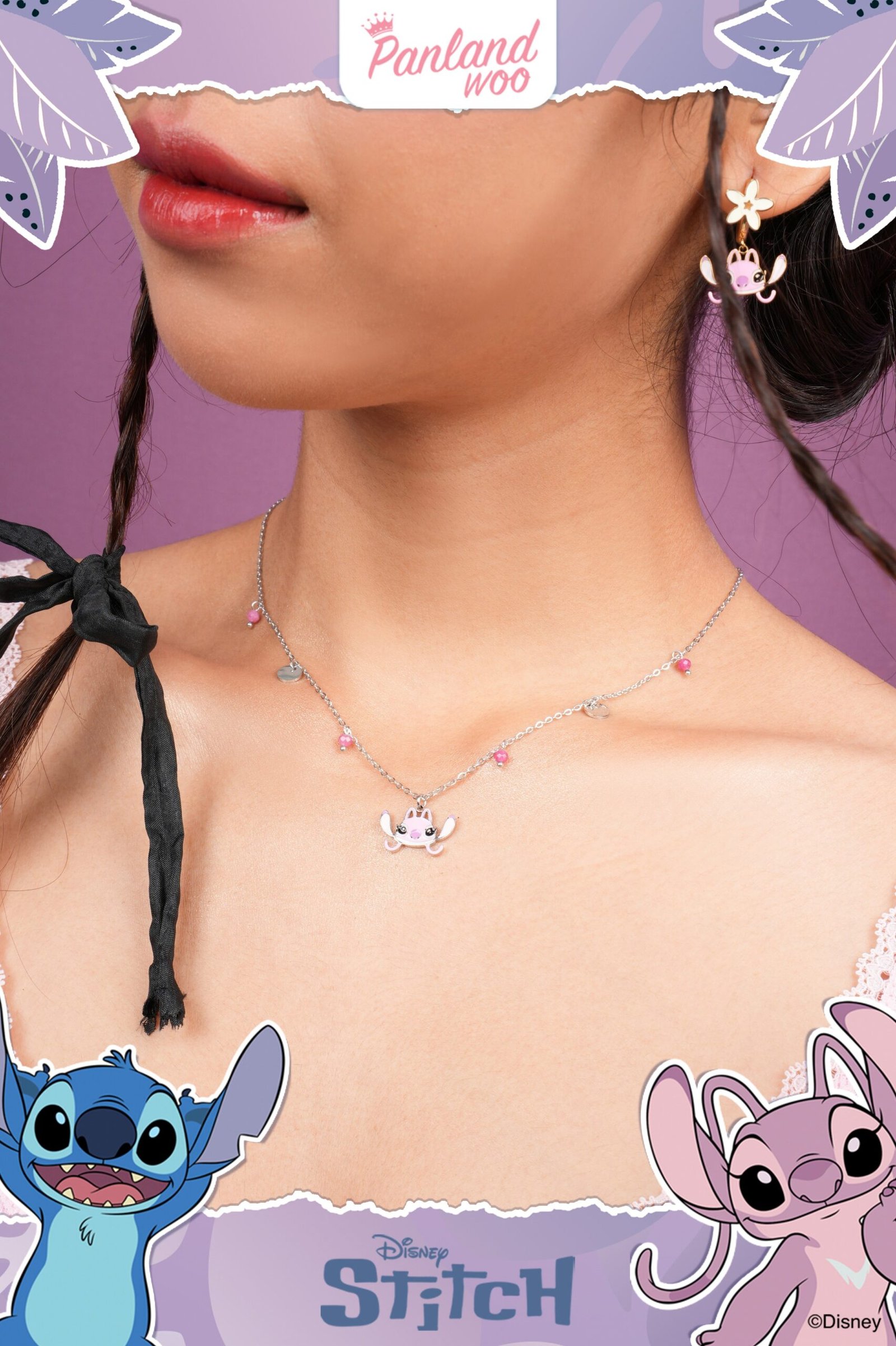 Panlandwoo - Stitch Collection - Kalung Titanium Wanita Kezara Adjustable - Gambar 3