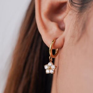 Panlandwoo - Anting Hoop Titanium Wanita Orquida - Gambar 4