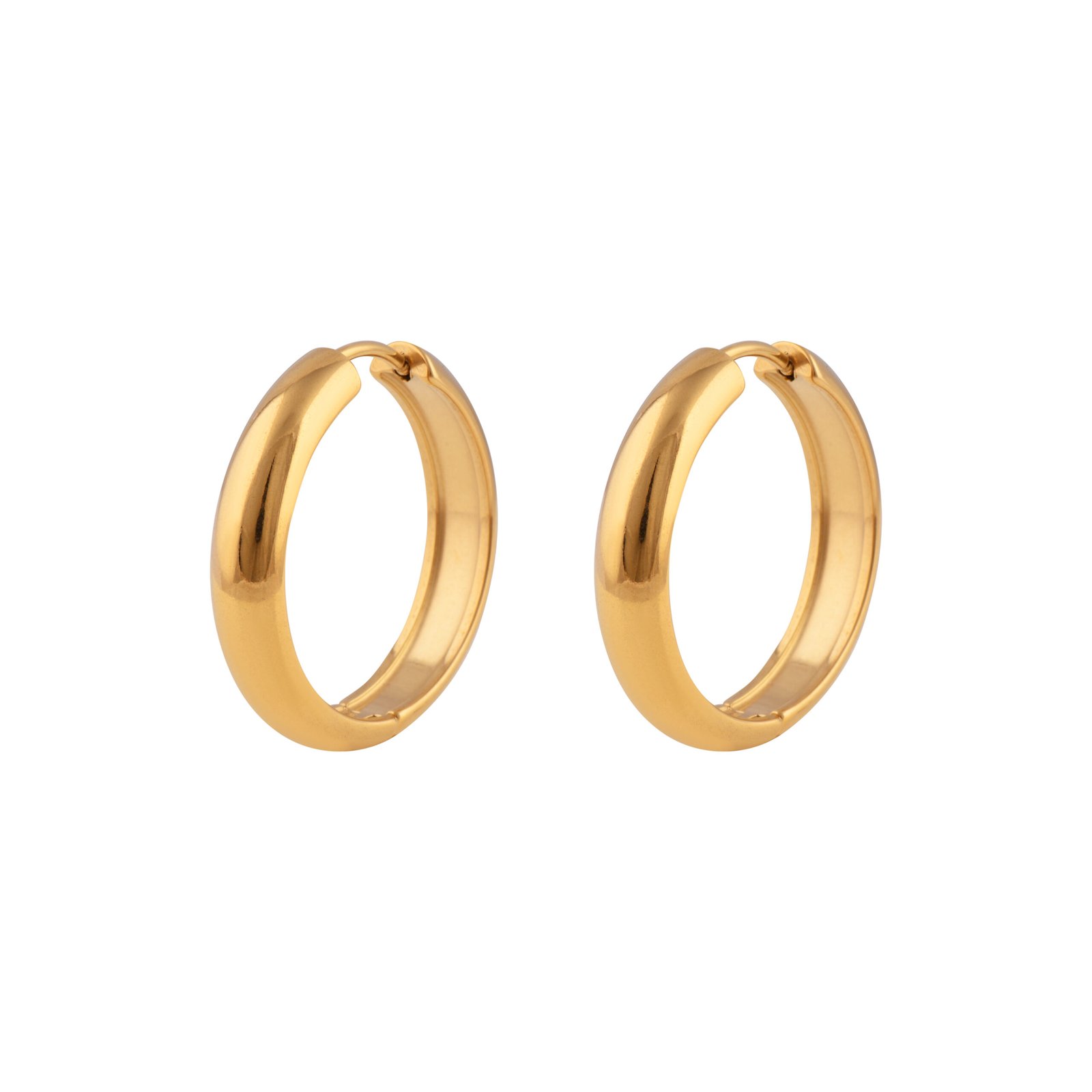 Panlandwoo - Anting Hoop Titanium Wanita Holle - Gambar 2