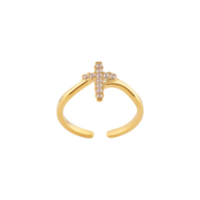 Cincin Scout gold dengan hiasan salib