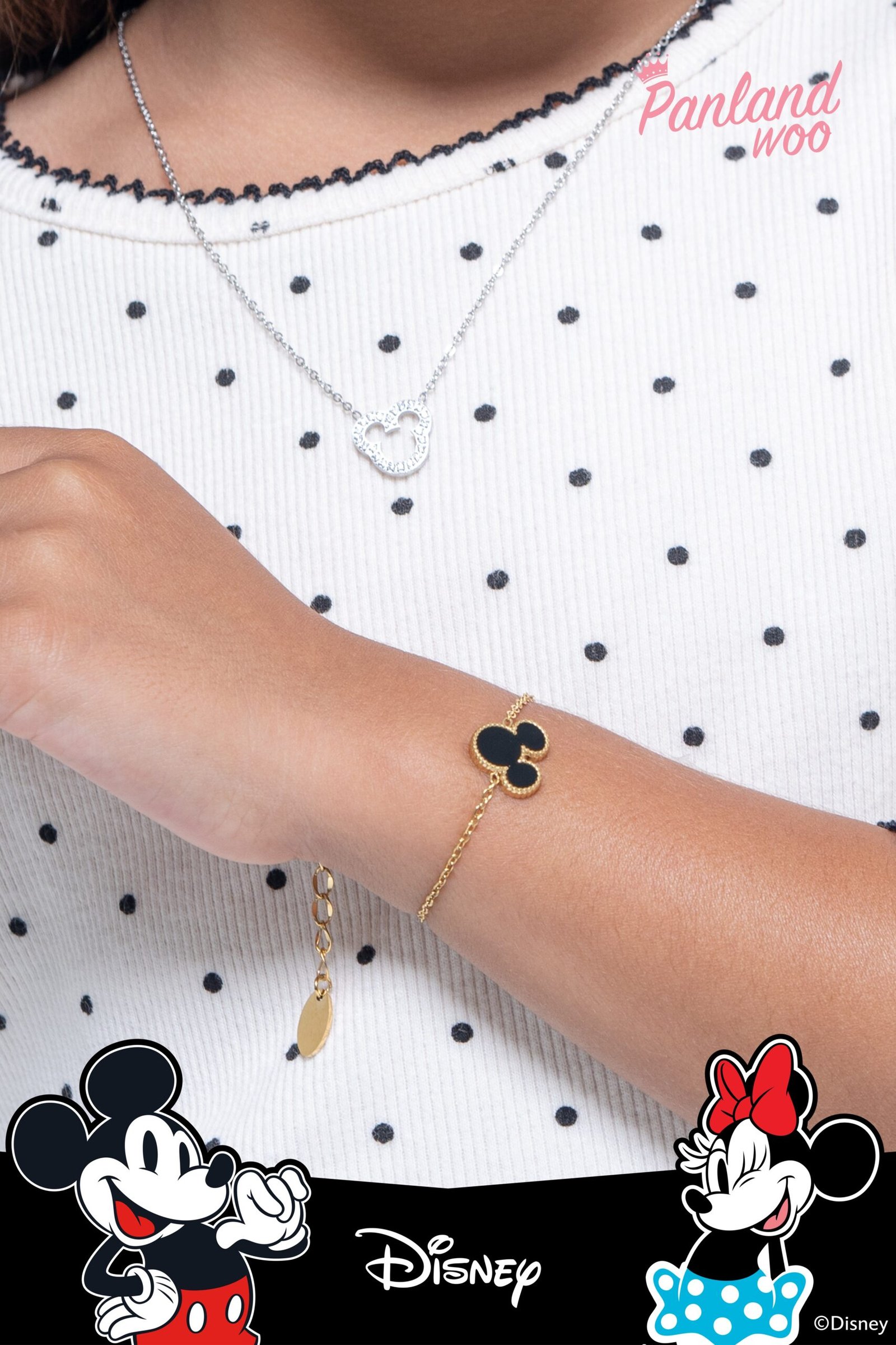 Panlandwoo Kids - Mickey & Minnie Mouse Collection - Gelang Tangan Titanium Anak Kissy Adjustable - Gambar 3