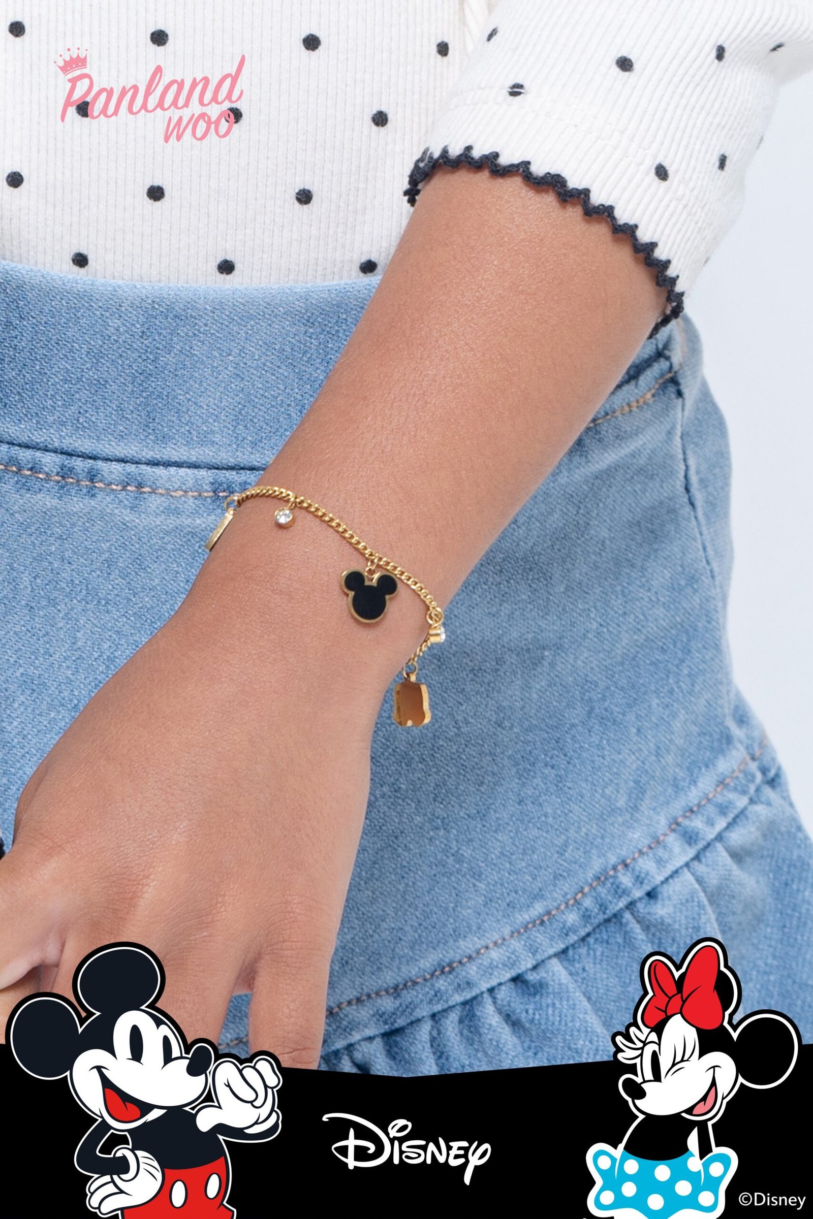 Panlandwoo Kids - Mickey & Minnie Mouse Collection - Gelang Tangan Titanium Anak Toptap Adjustable - Gambar 5