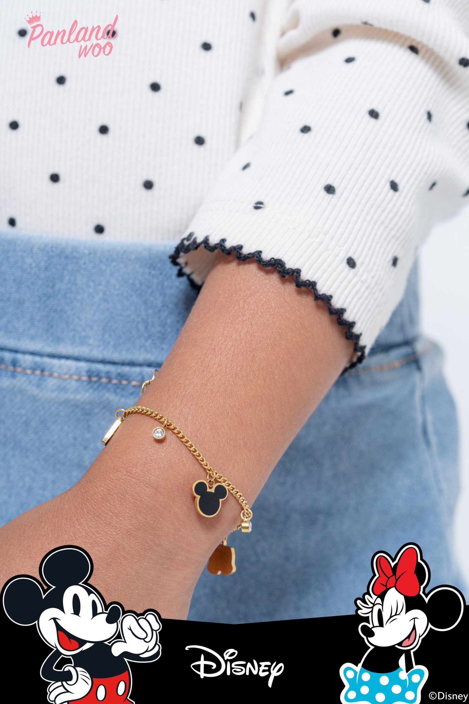 Panlandwoo Kids - Mickey & Minnie Mouse Collection - Gelang Tangan Titanium Anak Toptap Adjustable - Gambar 3