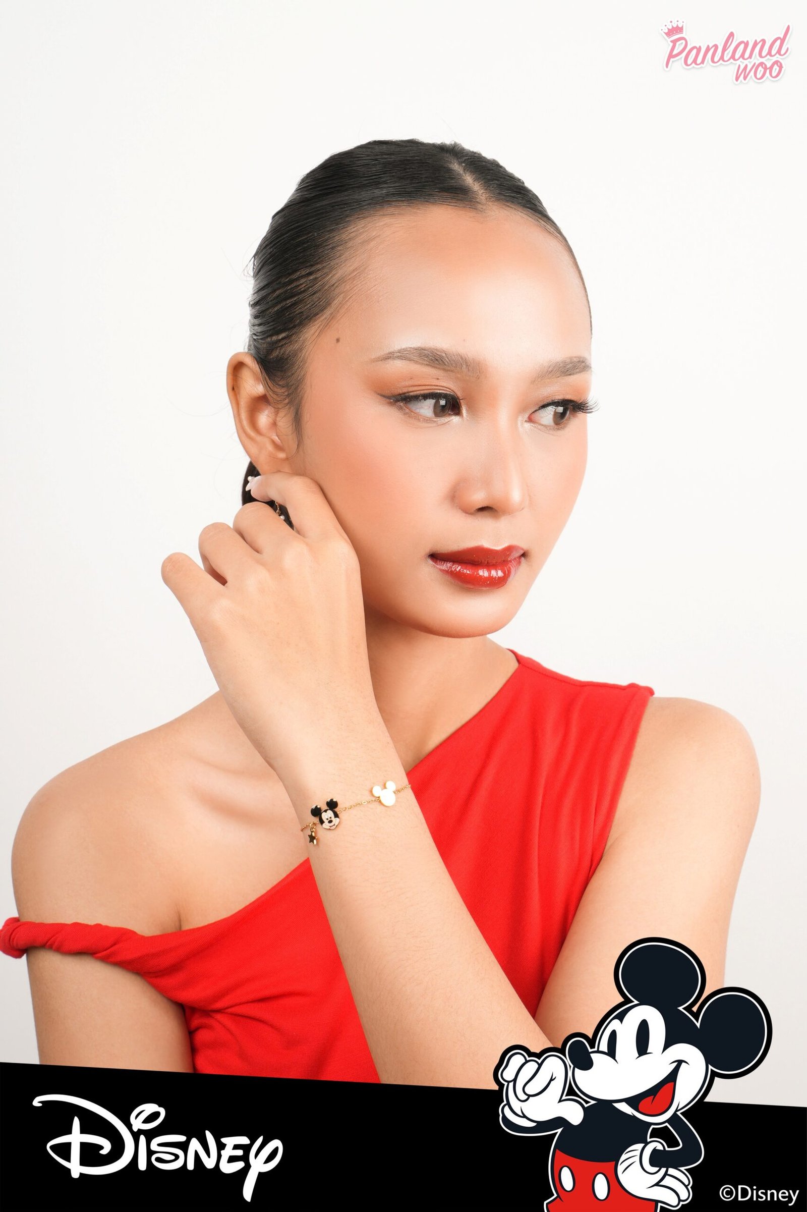 Panlandwoo - Mickey & Minnie Mouse Collection - Gelang Tangan Titanium Wanita Dresden Adjustable - Gambar 9