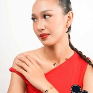 Panlandwoo - Mickey & Minnie Mouse Collection - Gelang Tangan Titanium Wanita Dresden Adjustable - Gambar 6