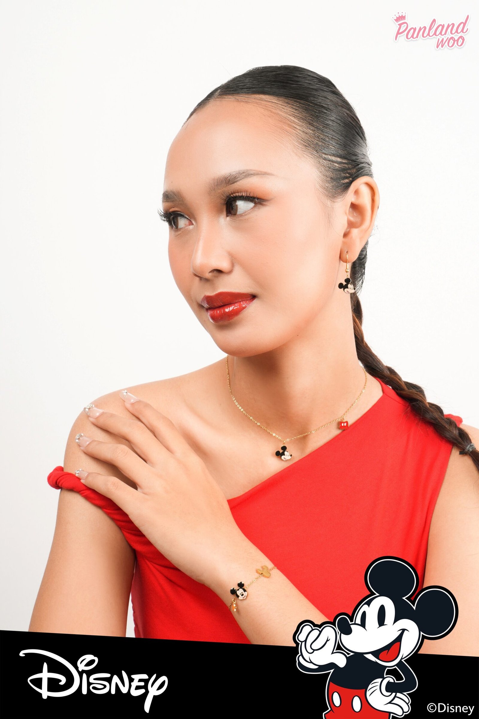 Panlandwoo - Mickey & Minnie Mouse Collection - Gelang Tangan Titanium Wanita Dresden Adjustable - Gambar 6