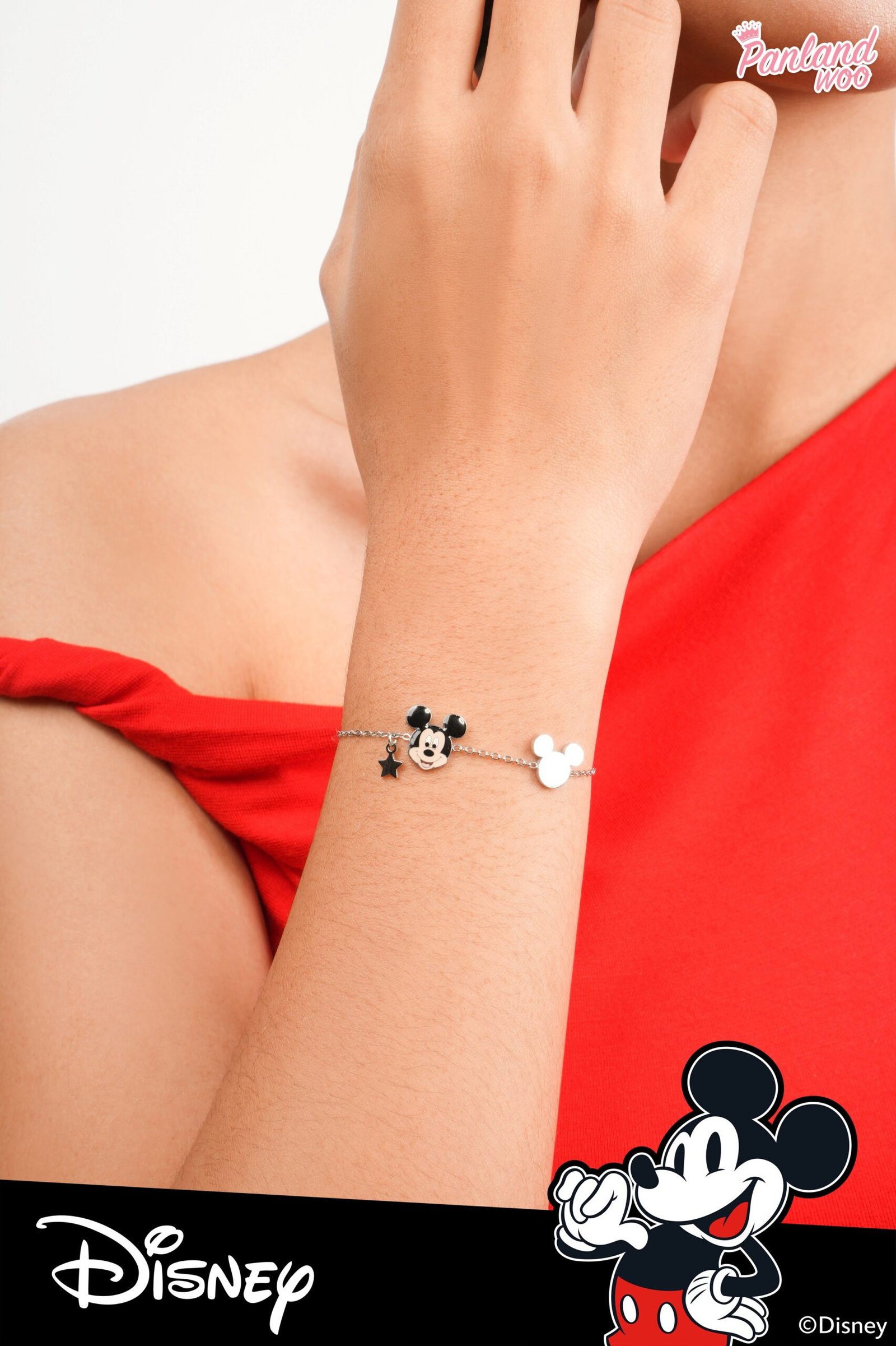 Panlandwoo - Mickey & Minnie Mouse Collection - Gelang Tangan Titanium Wanita Dresden Adjustable - Gambar 7