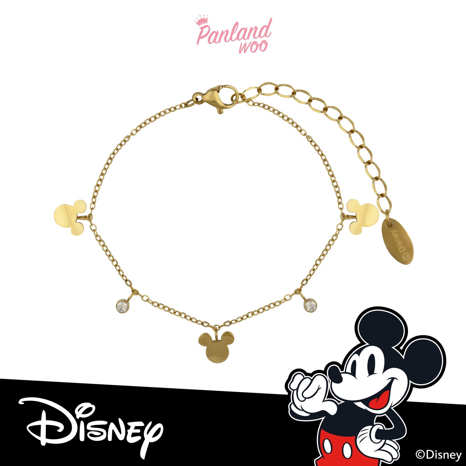 Panlandwoo Kids - Mickey & Minnie Mouse Collection - Gelang Tangan Titanium Anak Sen Adjustable