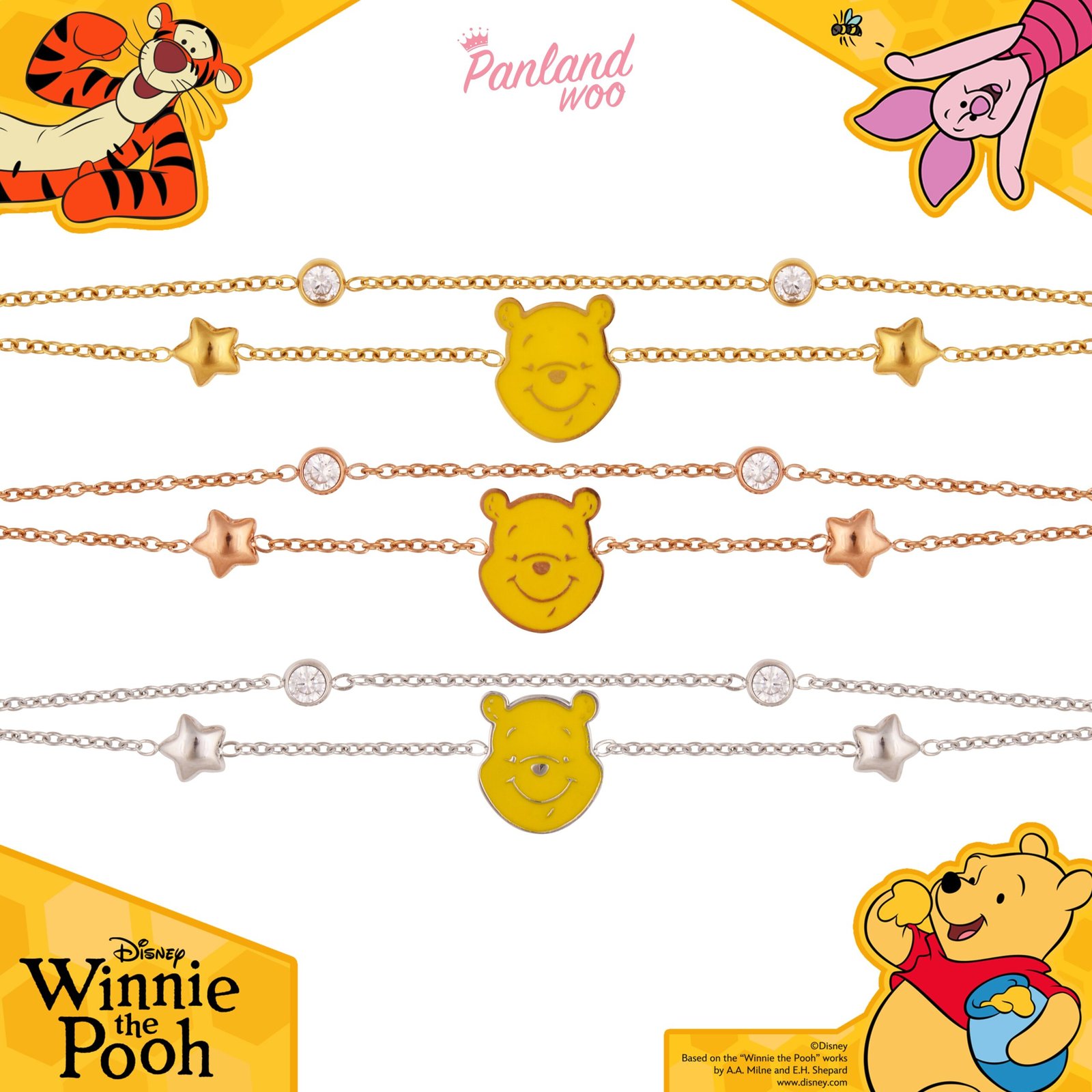 Panlandwoo - Winnie The Pooh Collection - Gelang Tangan Titanium Wanita Kagami Adjustable - Gambar 2