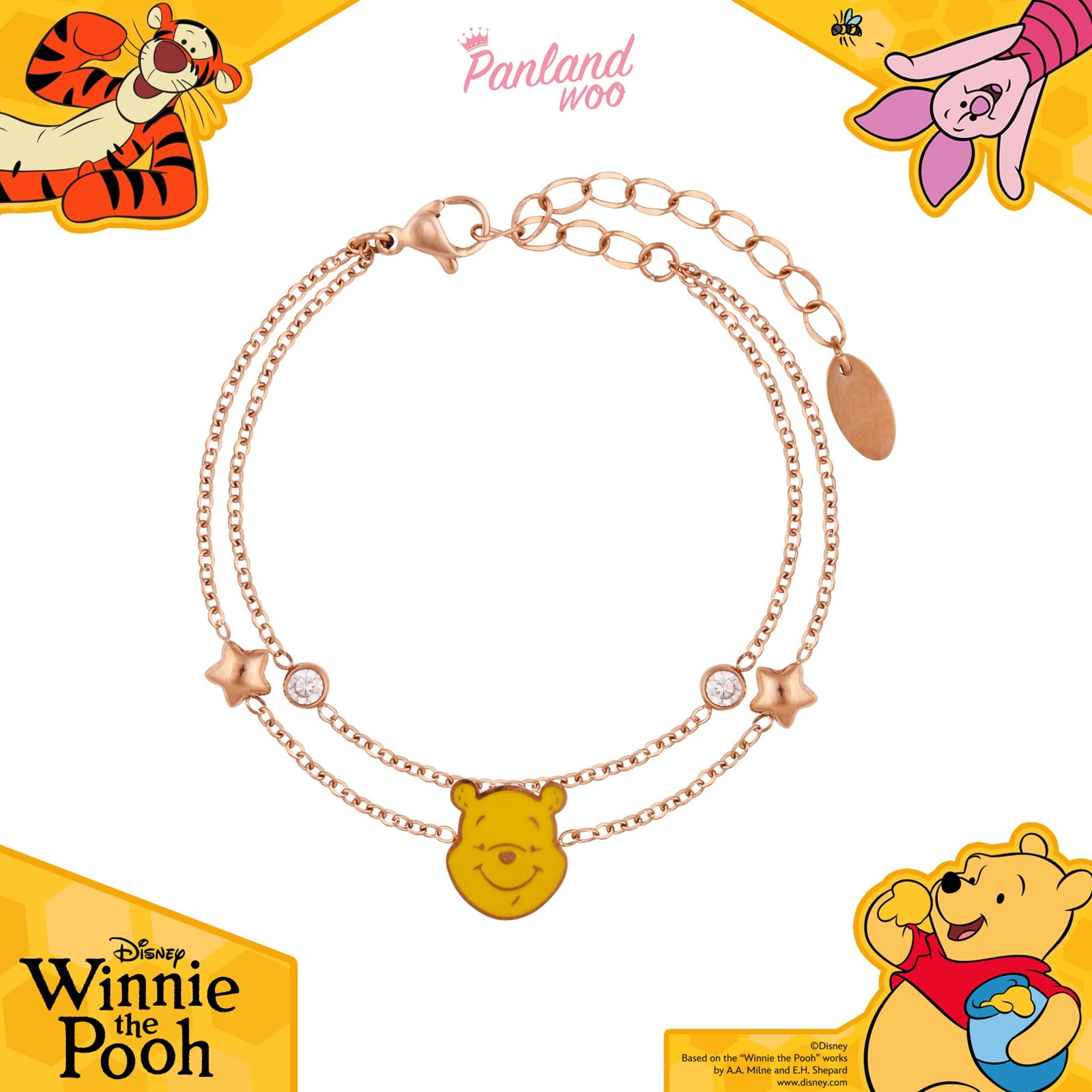 Panlandwoo - Winnie The Pooh Collection - Gelang Tangan Titanium Wanita Kagami Adjustable - Gambar 8
