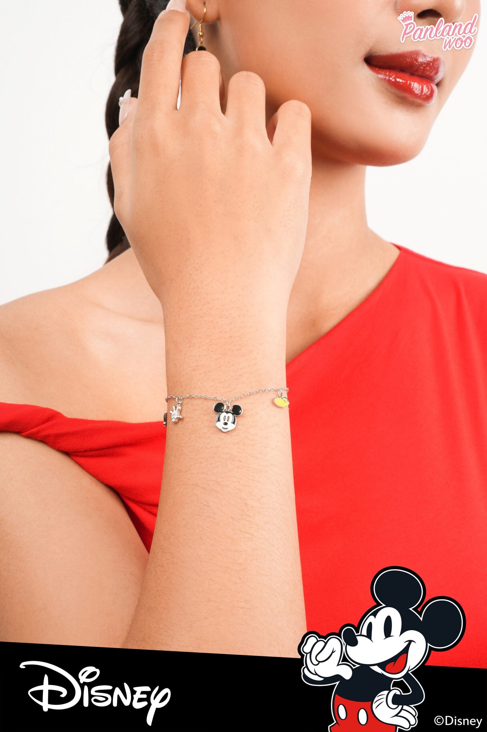Panlandwoo - Mickey & Minnie Mouse Collection - Gelang Tangan Titanium Wanita Campbell Adjustable - Gambar 3