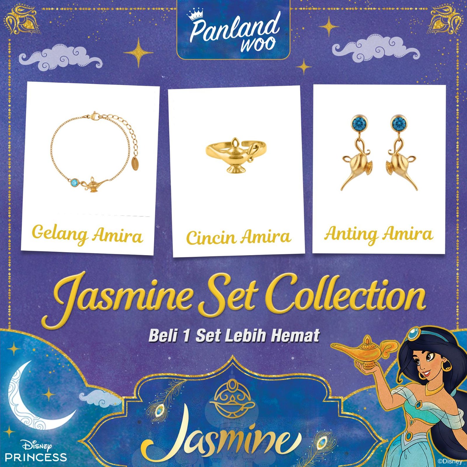 Panlandwooo - Jasmine Set Collection - Get 3 Products (Gelang + Cincin + Anting)