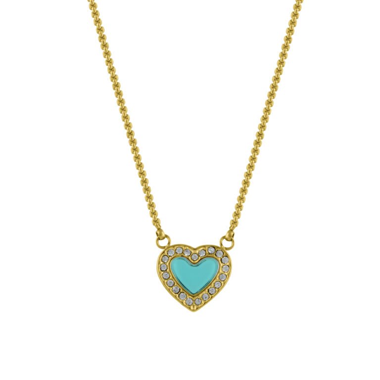 Kalung Blue Vandelia gold dengan liontin hati biru