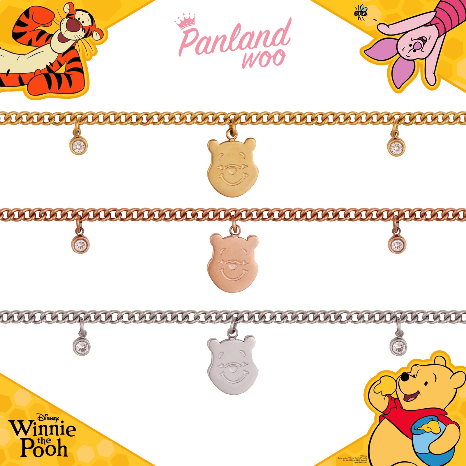Panlandwoo - Winnie The Pooh Collection - Gelang Tangan Titanium Wanita Weron Adjustable - Gambar 2