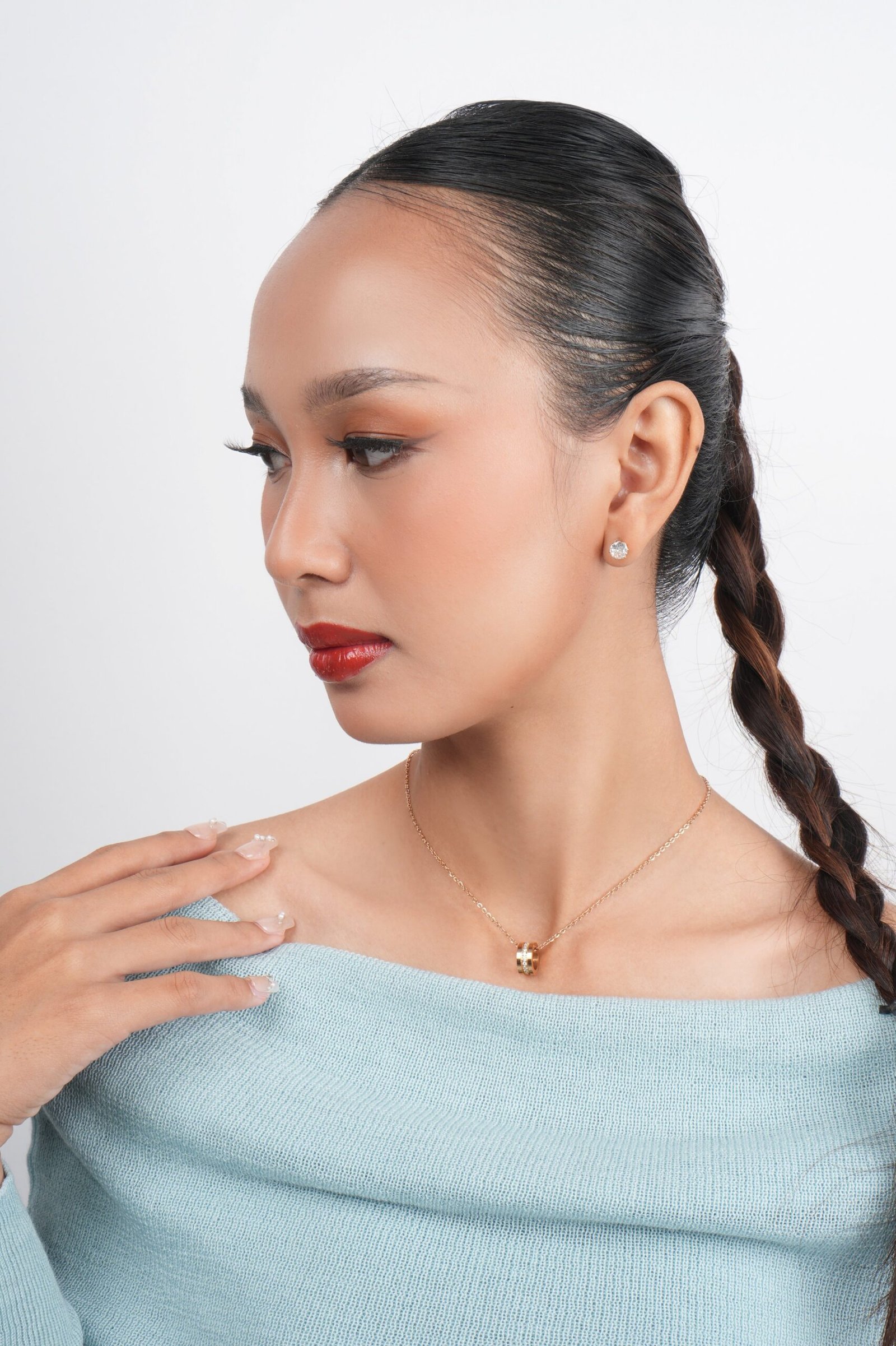 Panlandwoo - Kalung Titanium Wanita Rapha Adjustable - Gambar 4