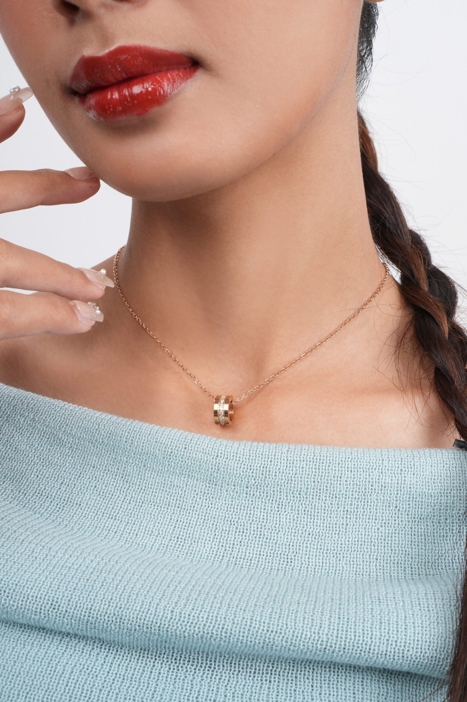 Panlandwoo - Kalung Titanium Wanita Rapha Adjustable - Gambar 3