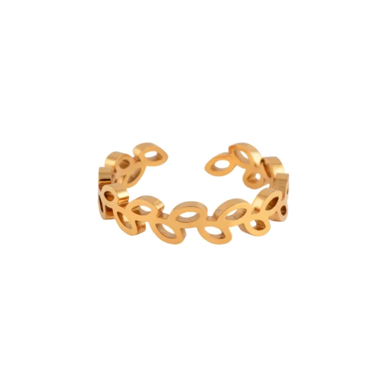 Cincin Glenna Gold dengan motif mata rantai dan band terbuka