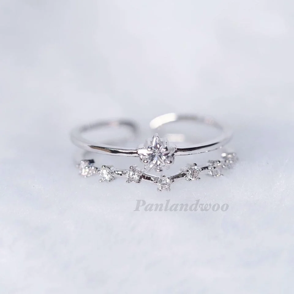 Cincin Davika warna Silver dengan hiasan kecil berkilau