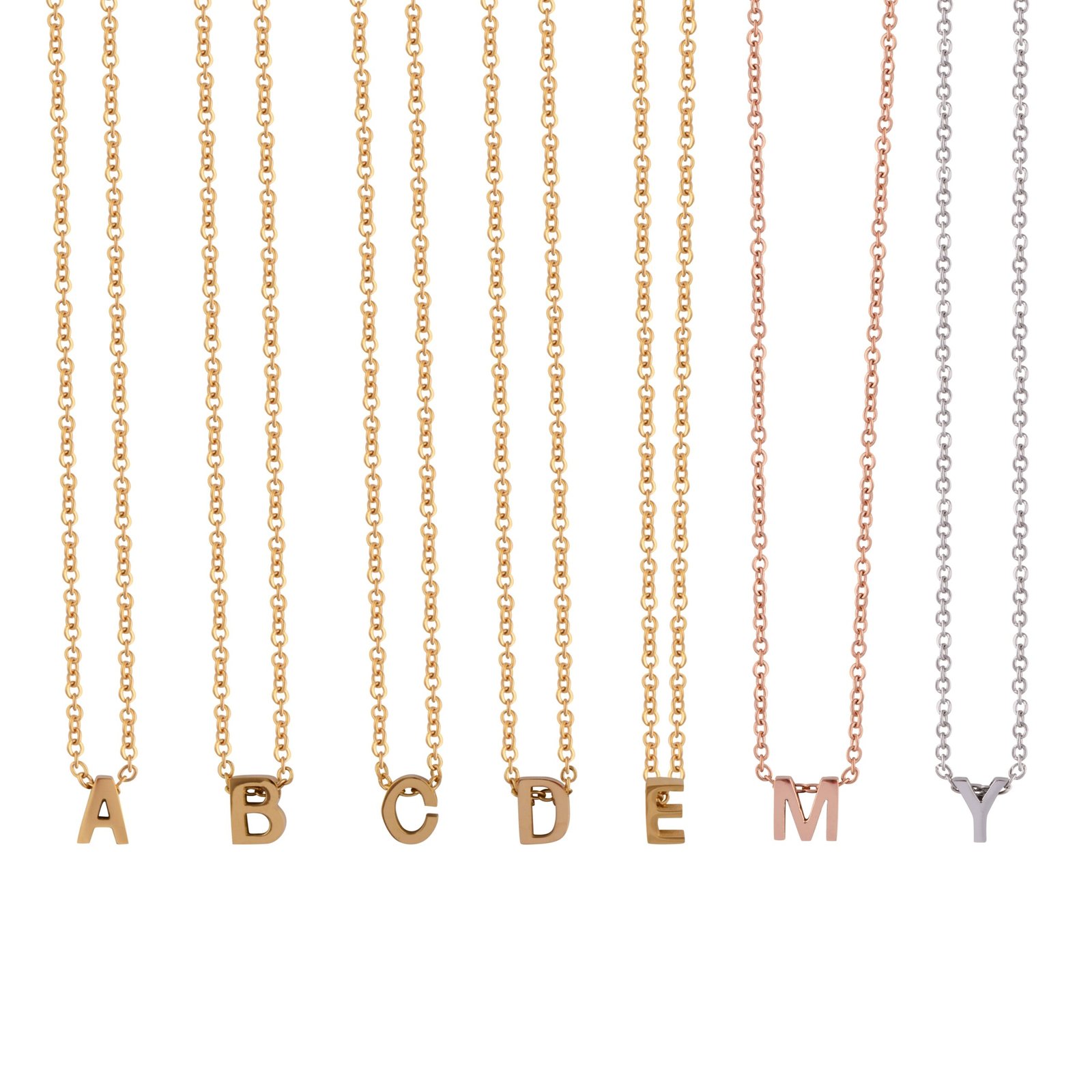 Panlandwoo - Kalung Huruf Titanium Wanita Simple Alpha - Gambar 2